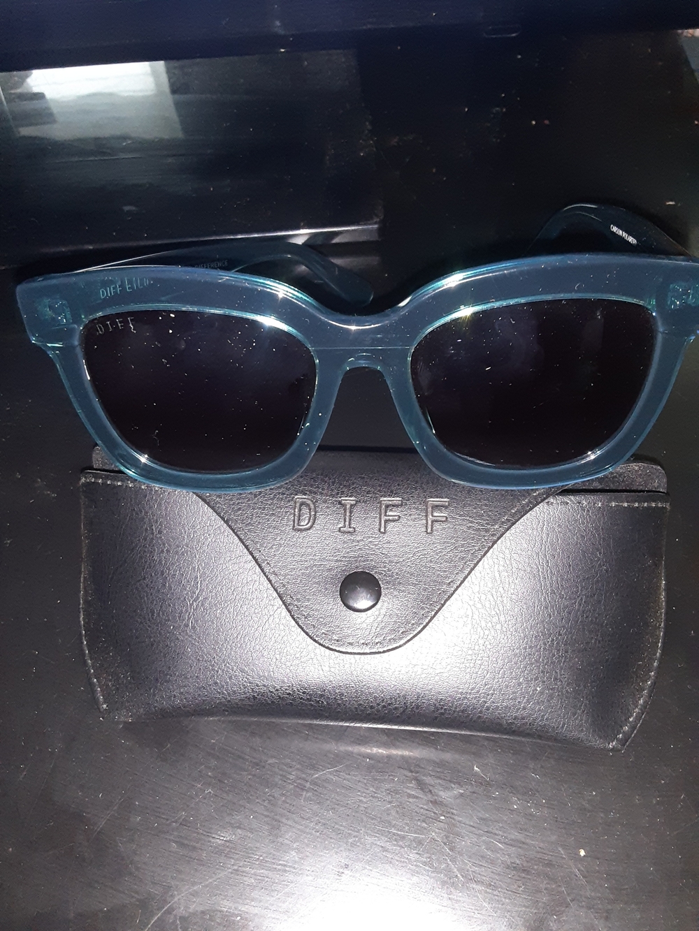 Diff Eyewear Teal Transparent Frame Sunglasses